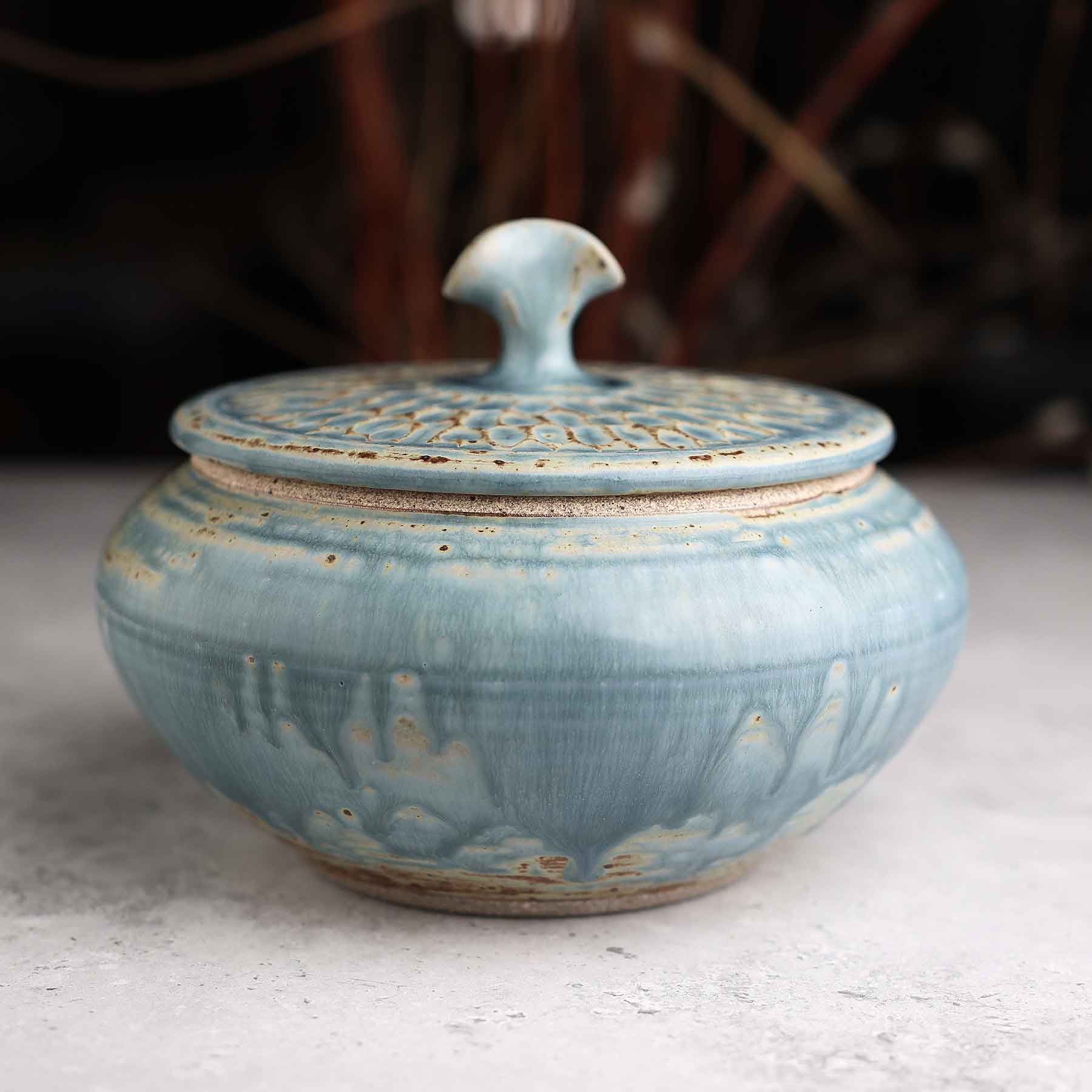 Light Blue Ash Lidded Jar