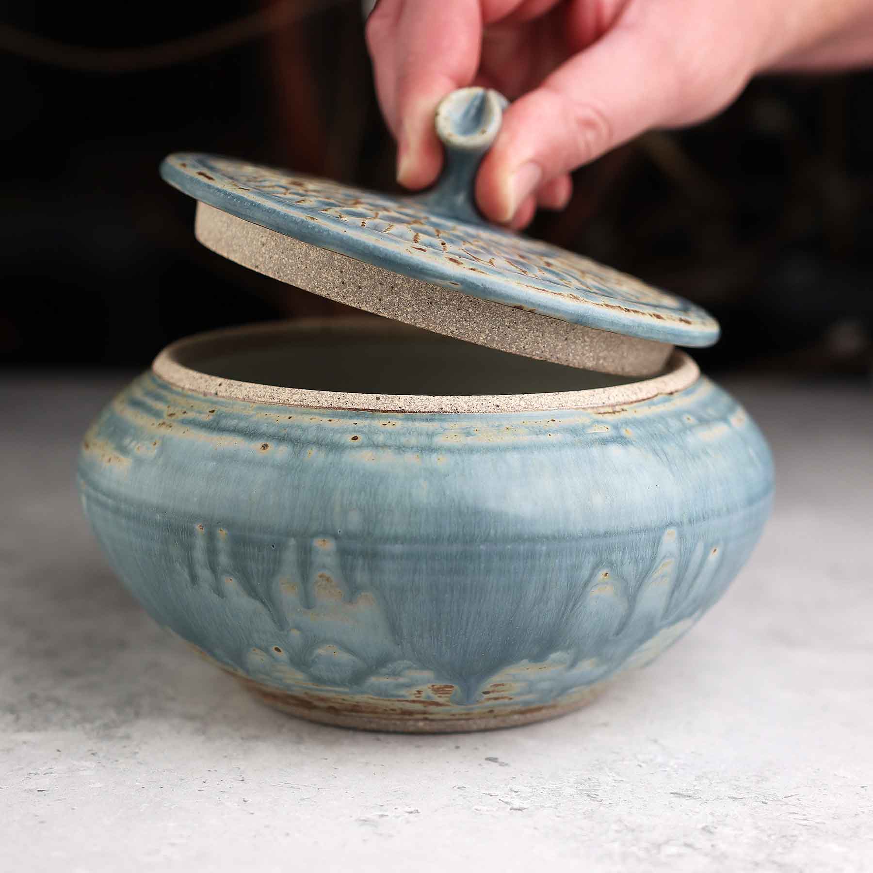 Light Blue Ash Lidded Jar