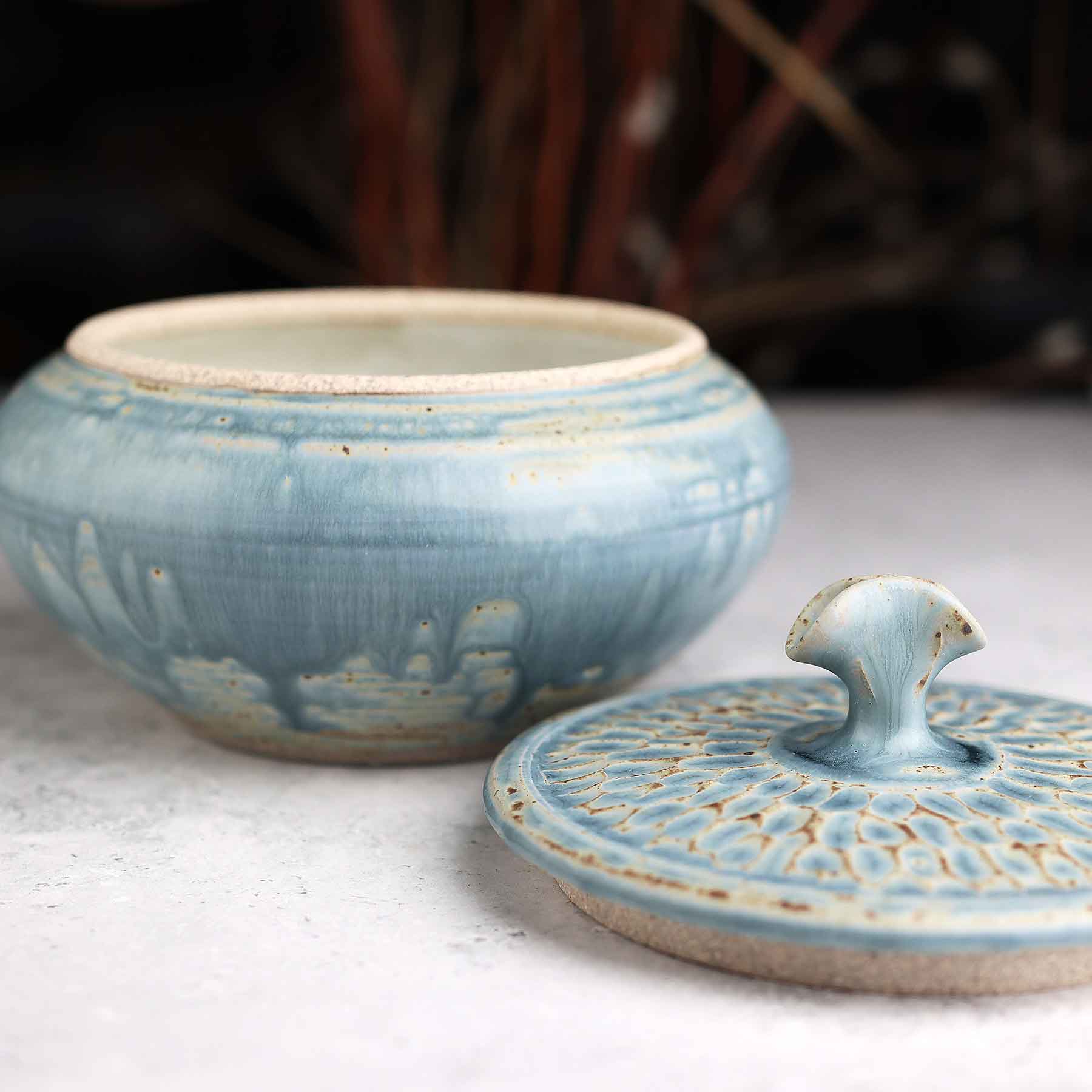 Light Blue Ash Lidded Jar