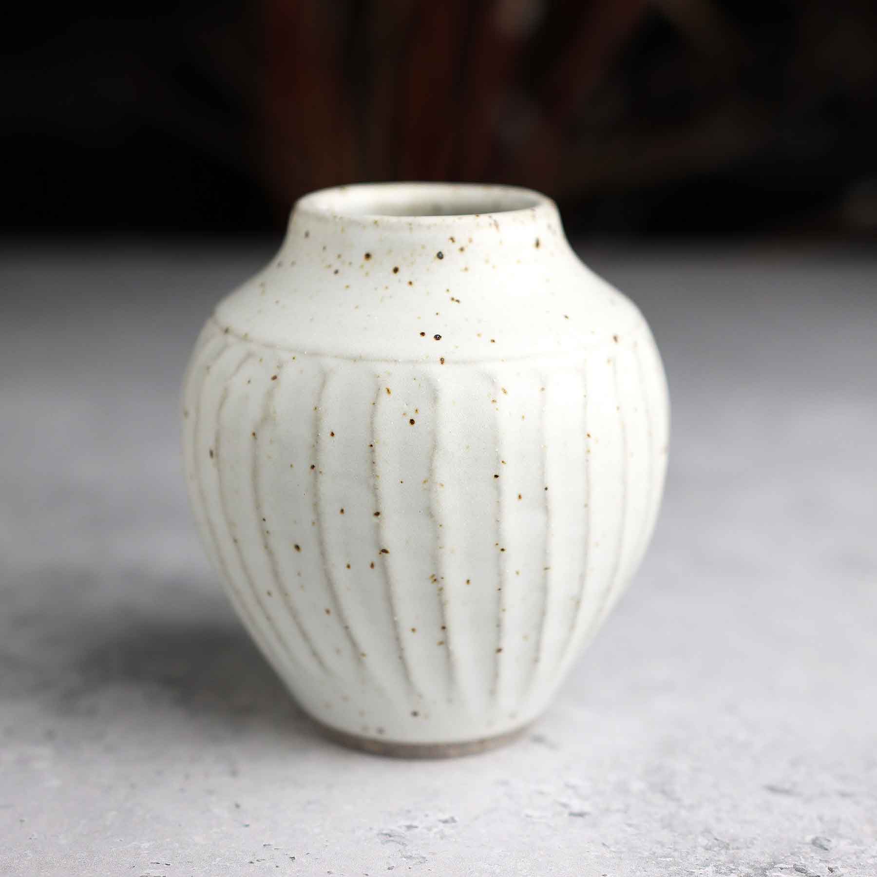 Satin White Carved Vase