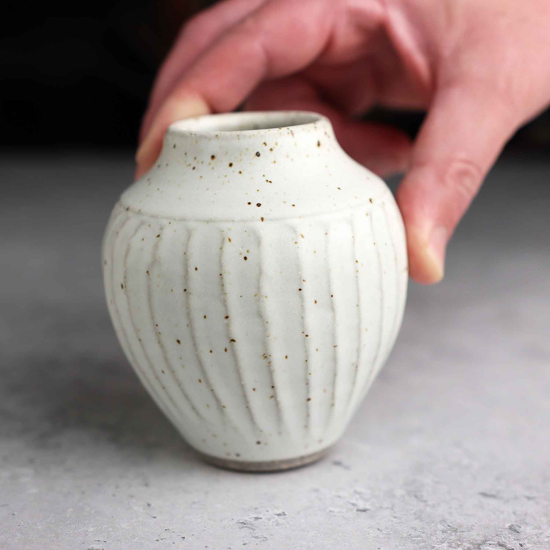 Satin White Carved Vase