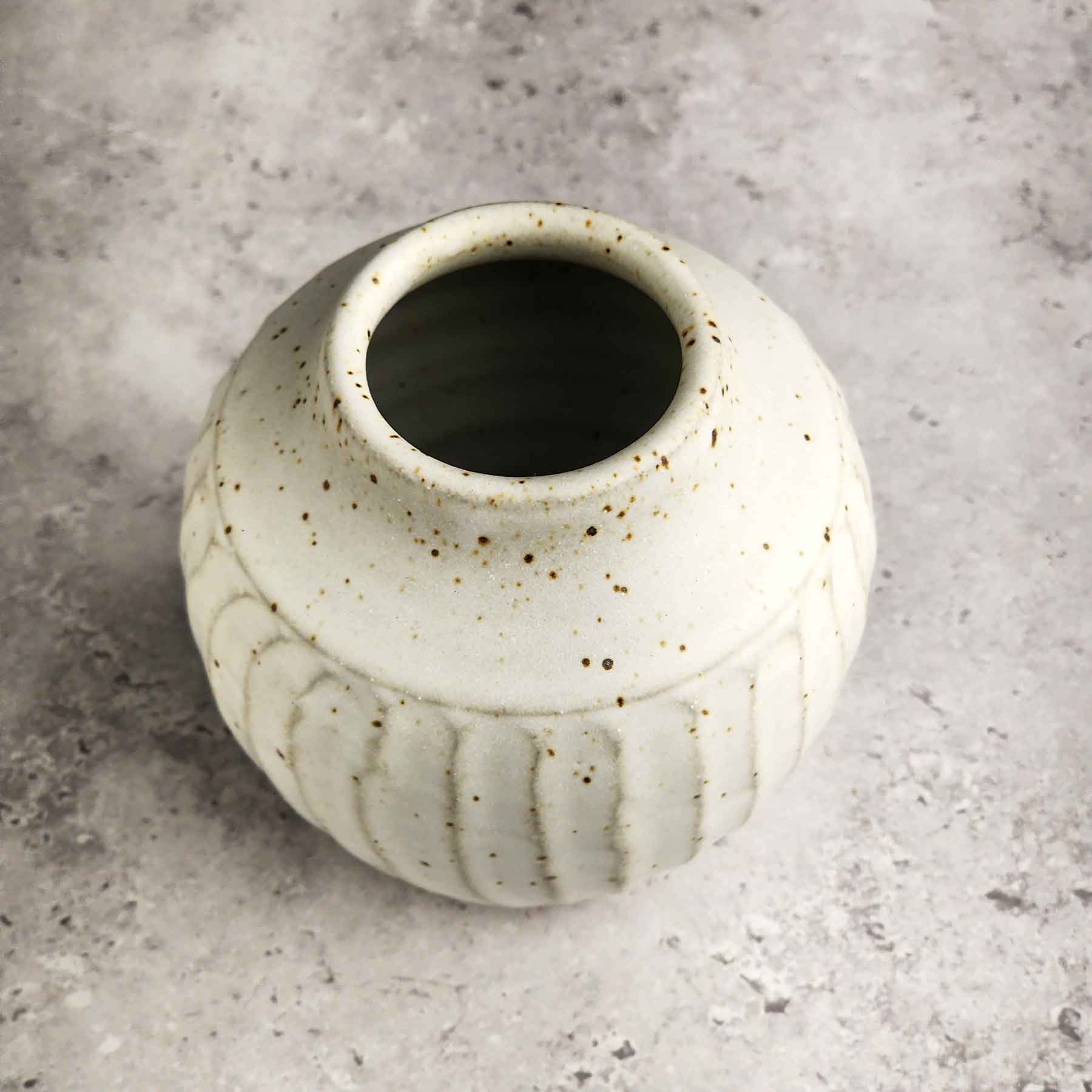 Satin White Carved Vase