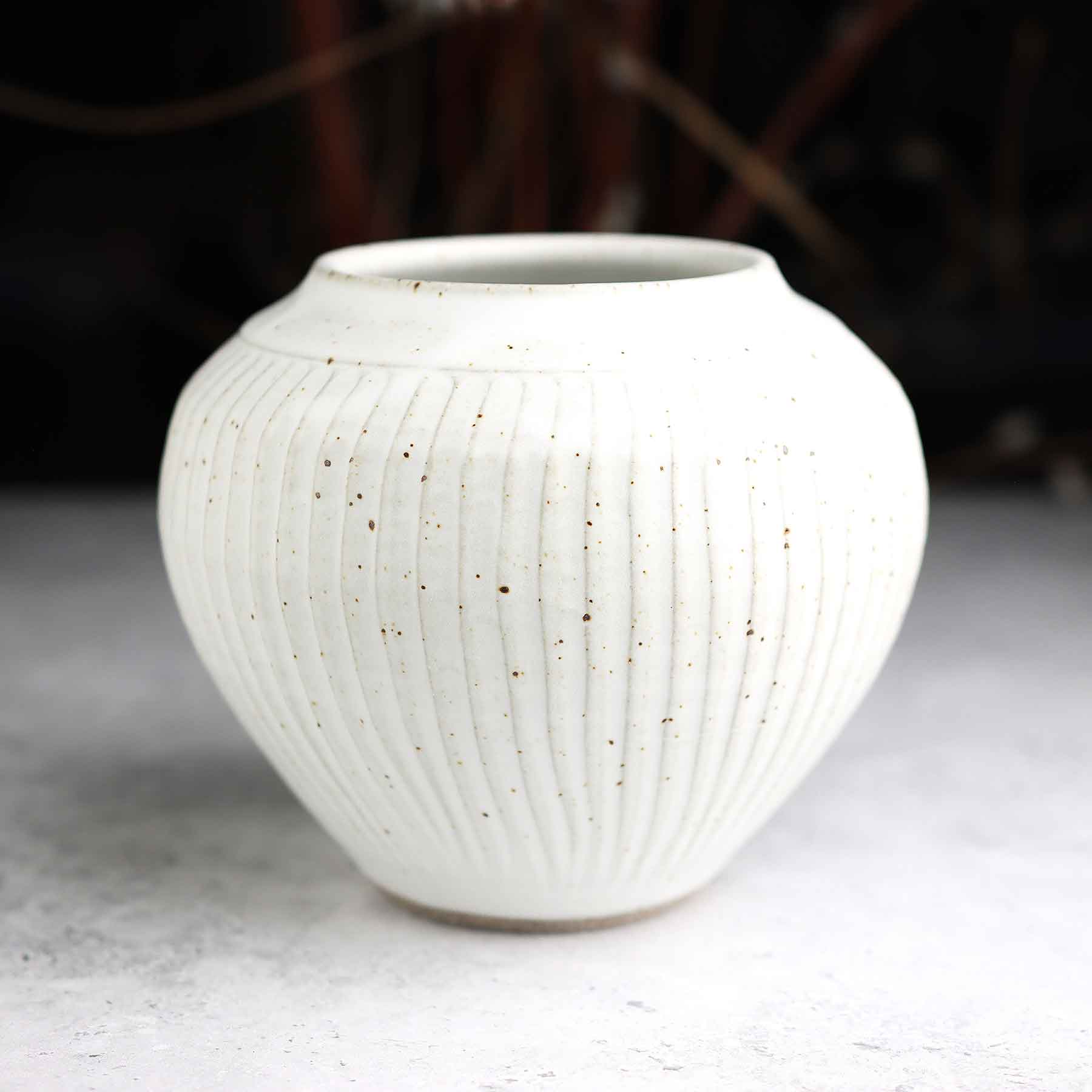 Fluted Belly Vase; WH