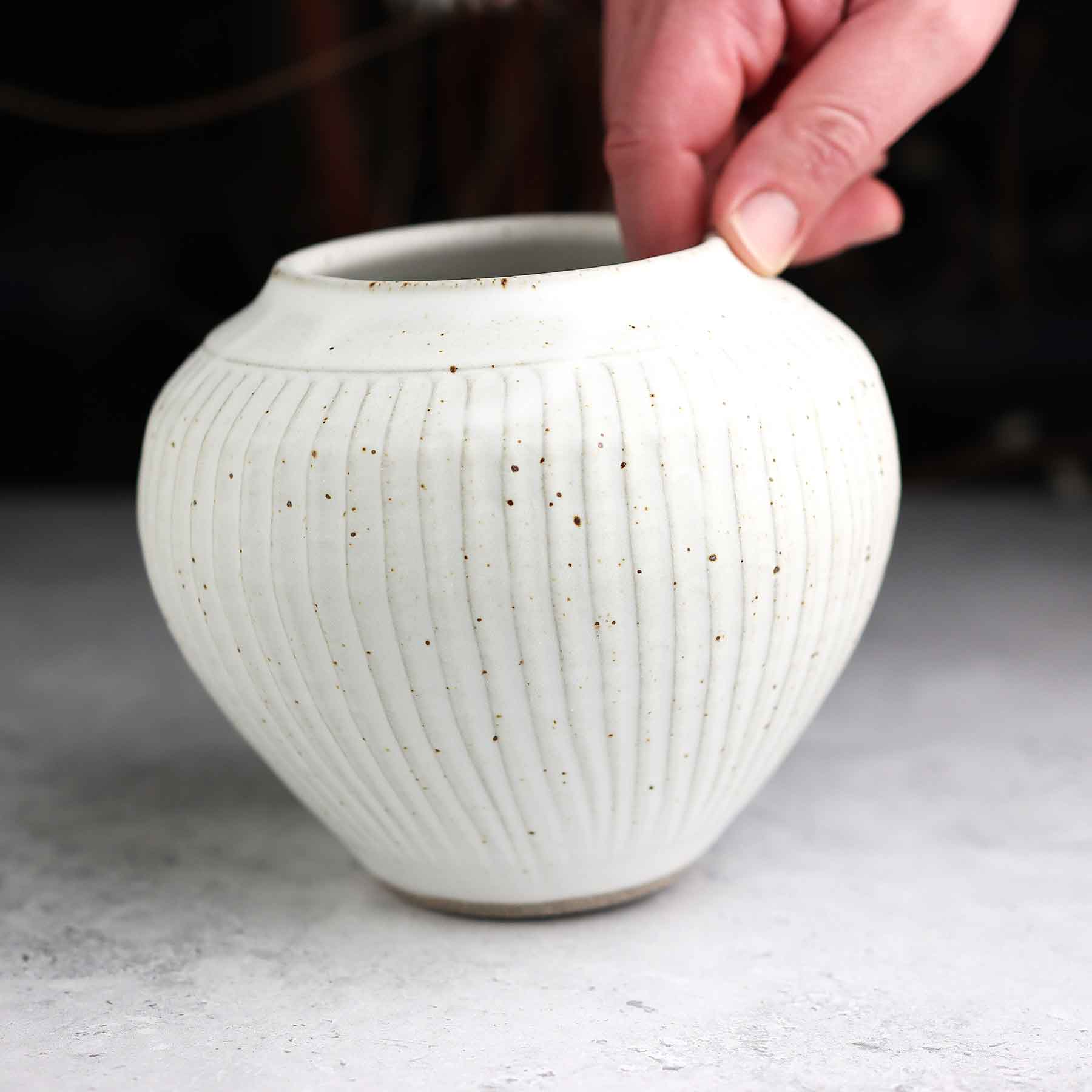 Fluted Belly Vase; WH