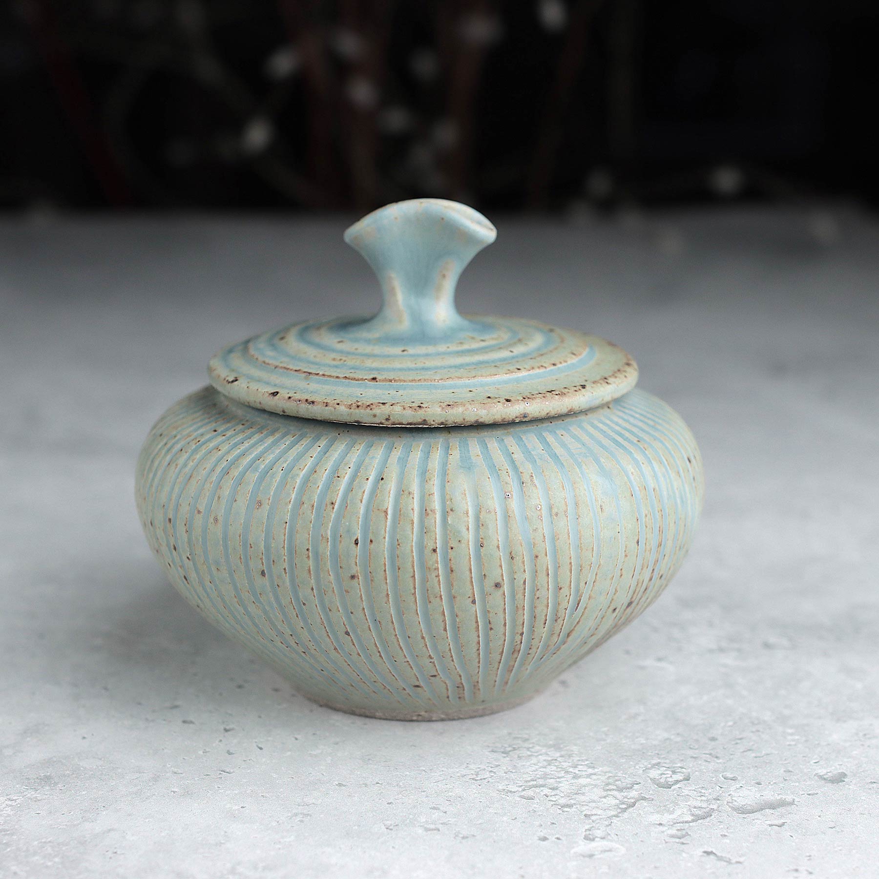 Small Fluted Belly Jar in Light Blue Ash