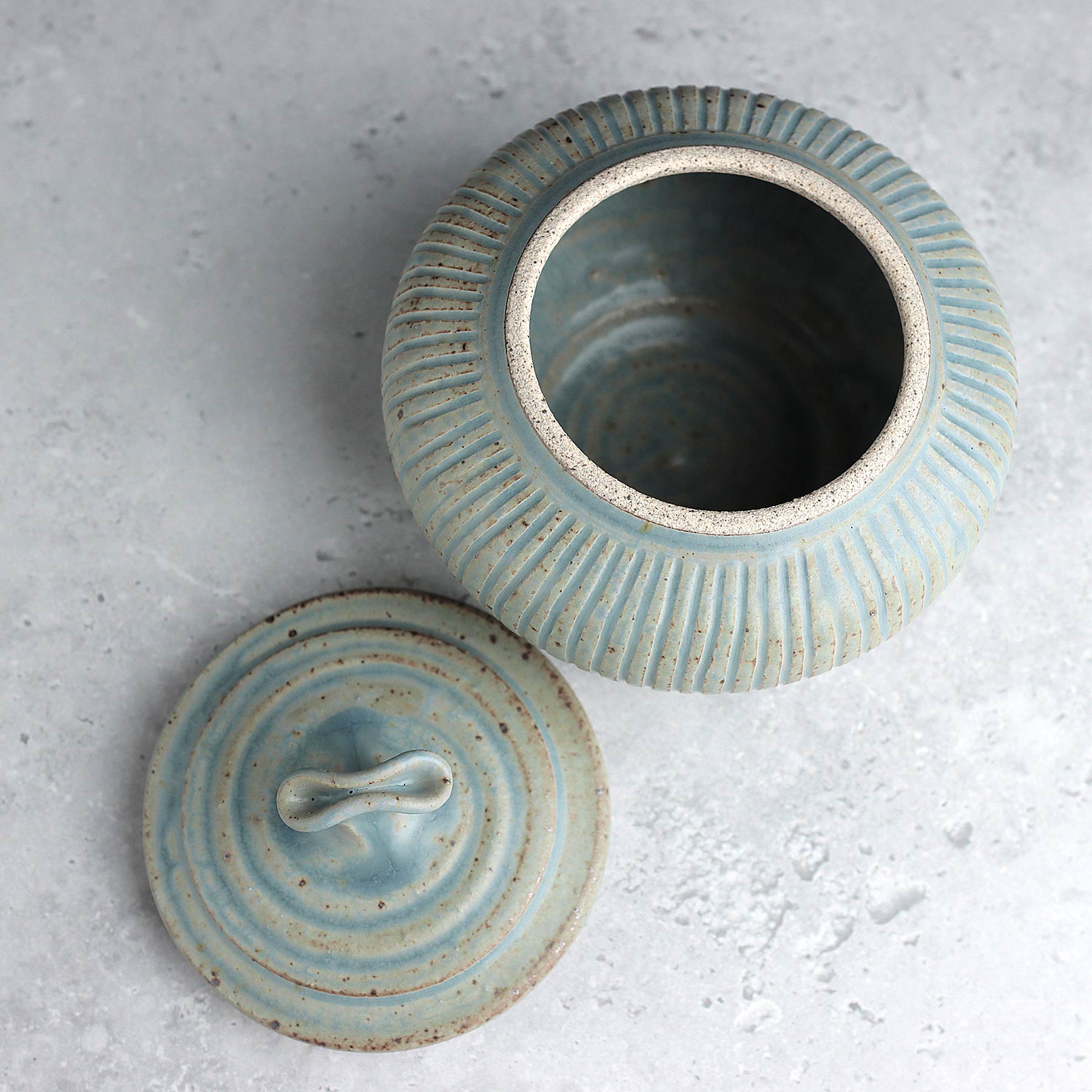 Small Fluted Belly Jar in Light Blue Ash