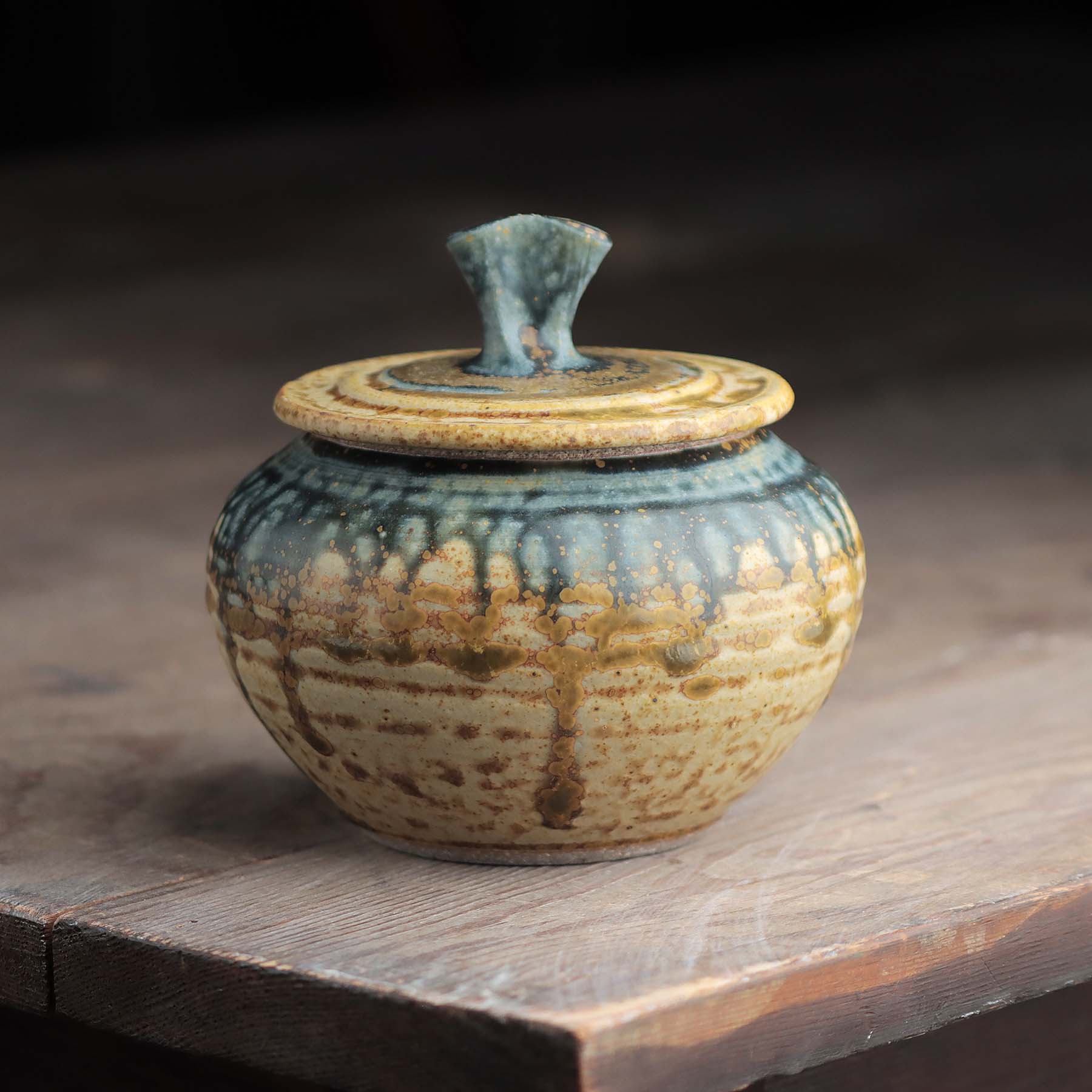 Small Belly Jar in Yellow Blue Ash