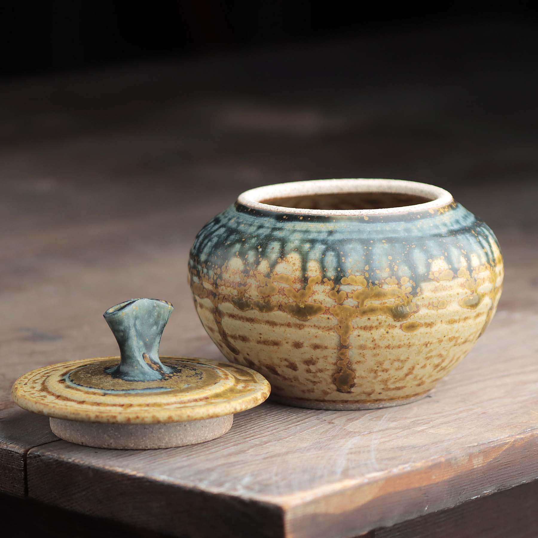 Small Belly Jar in Yellow Blue Ash