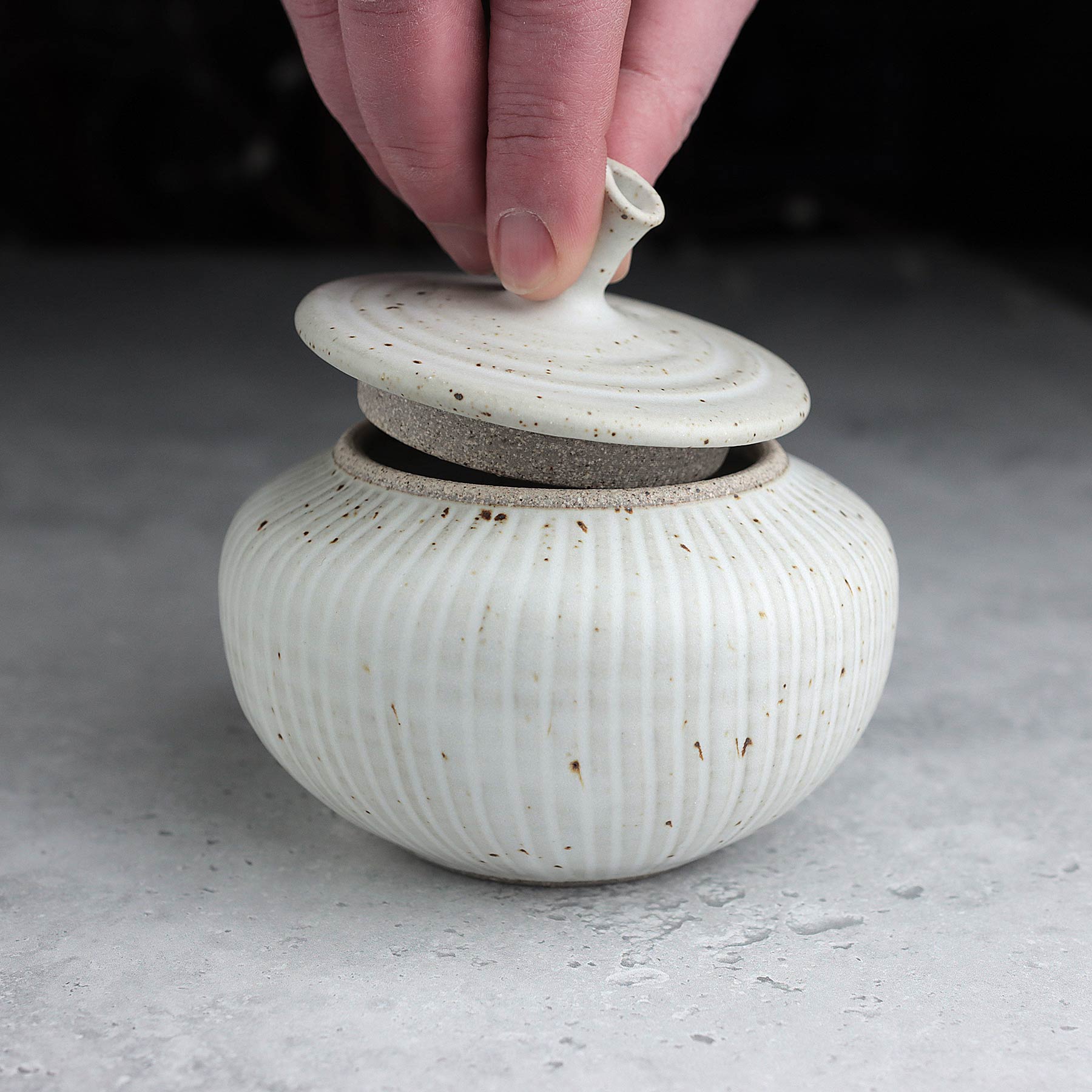 Small Fluted Belly Jar in Satin White