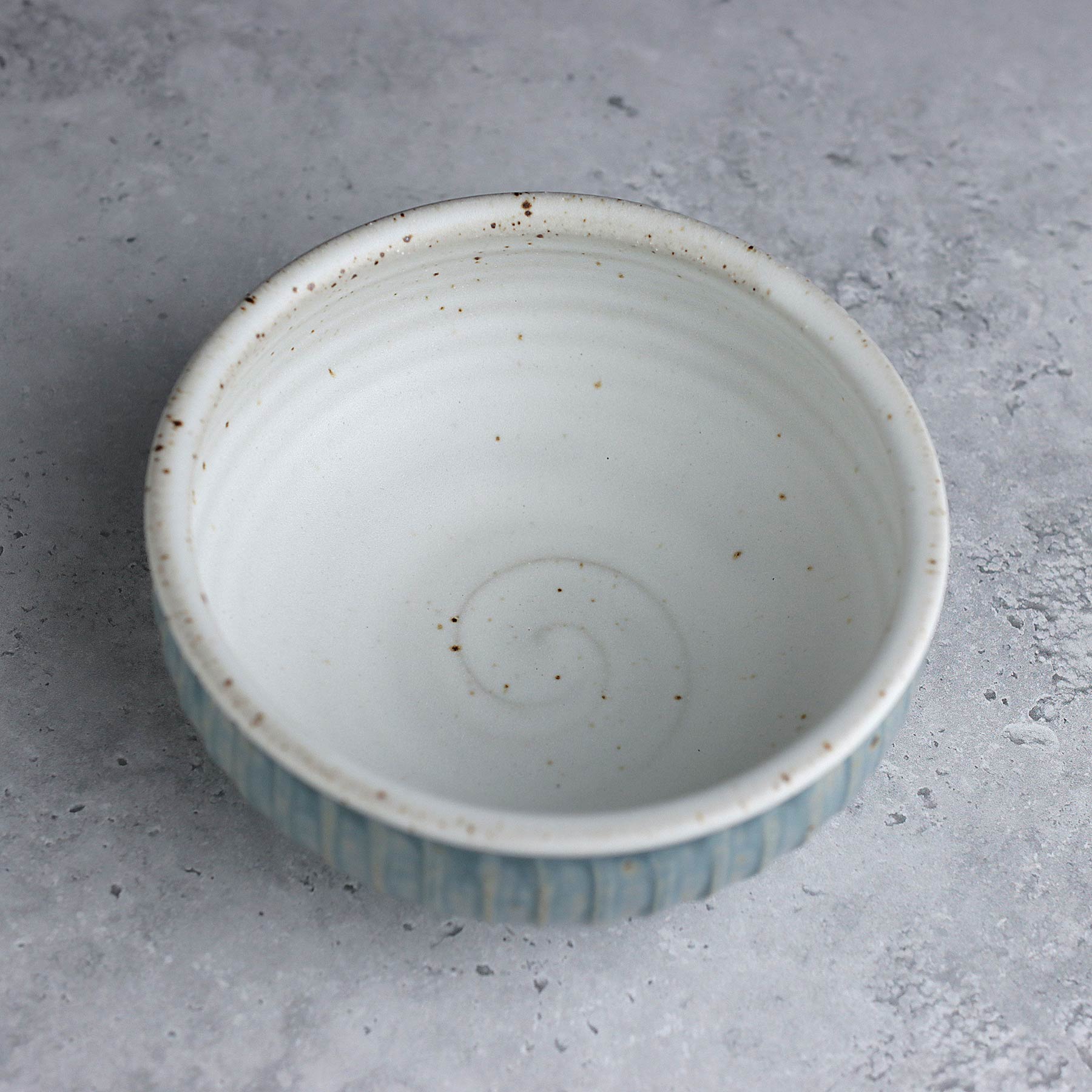 Small Fluted Bowl in Light Blue Ash & White
