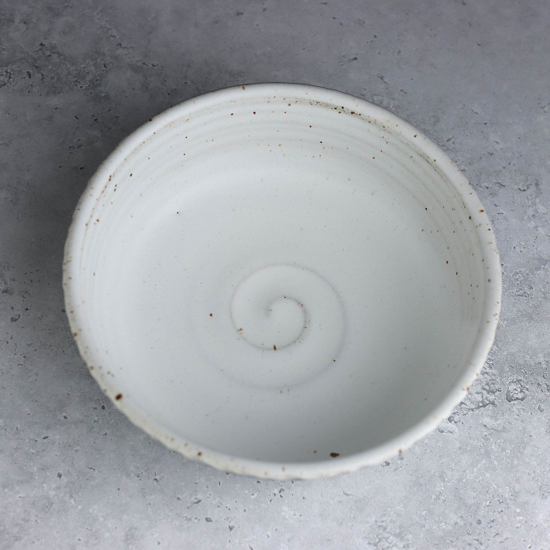 Scalloped Serving Bowl in Light Blue Ash & White