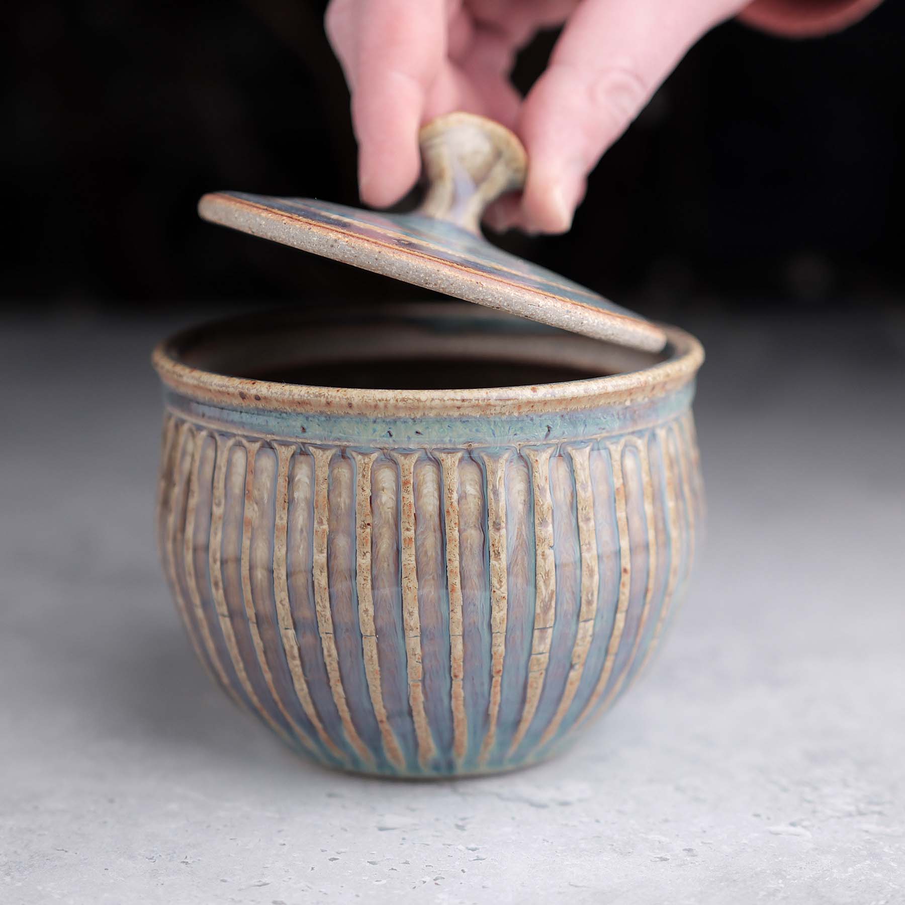 Small Fluted Jar in Ochre
