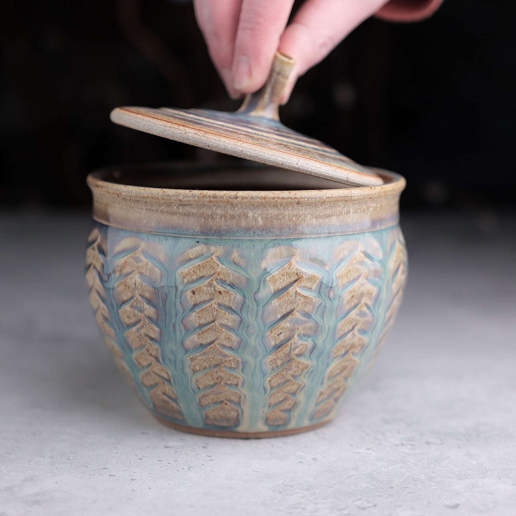 Medium Herringbone Jar in Ochre