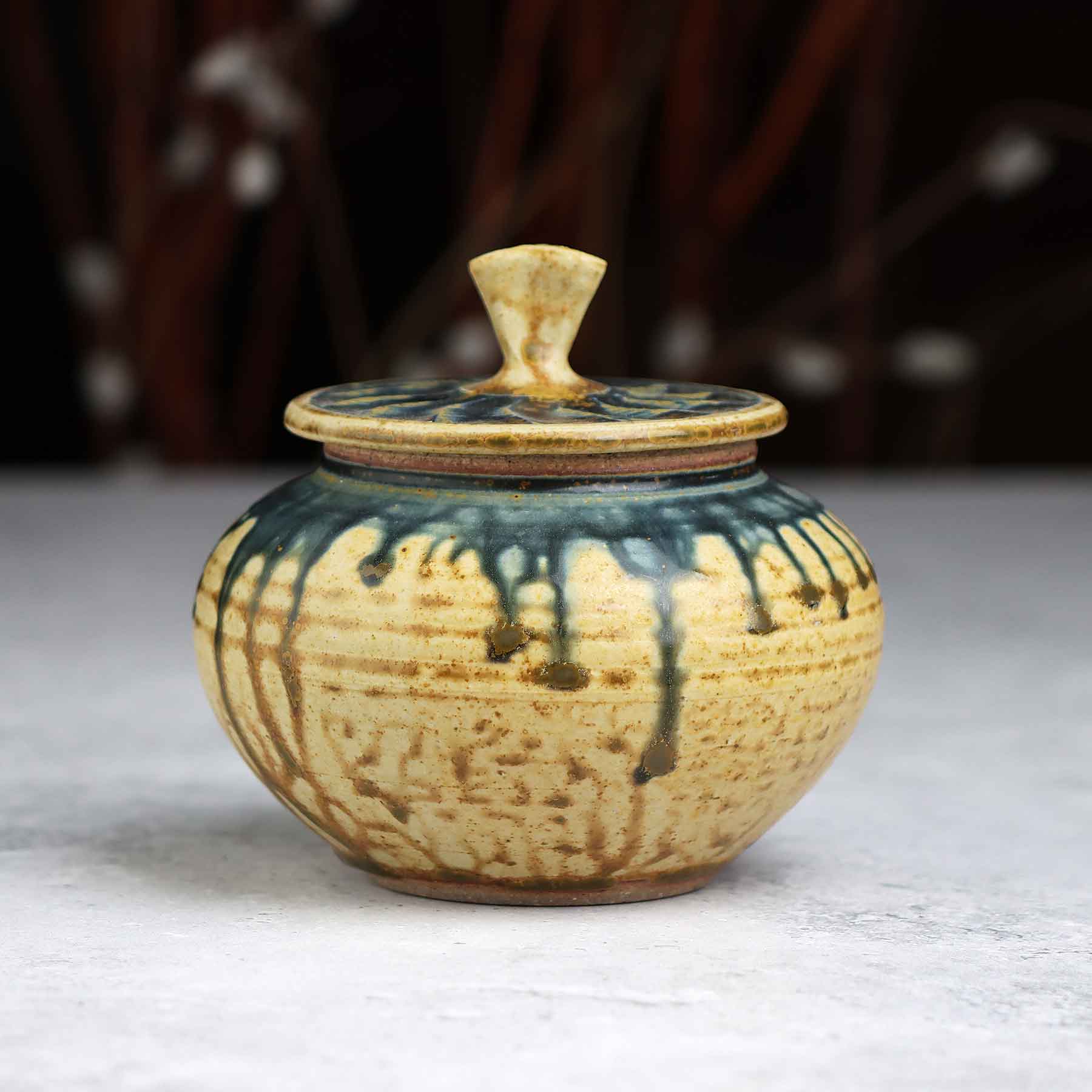 Small Jar w/Carved Top