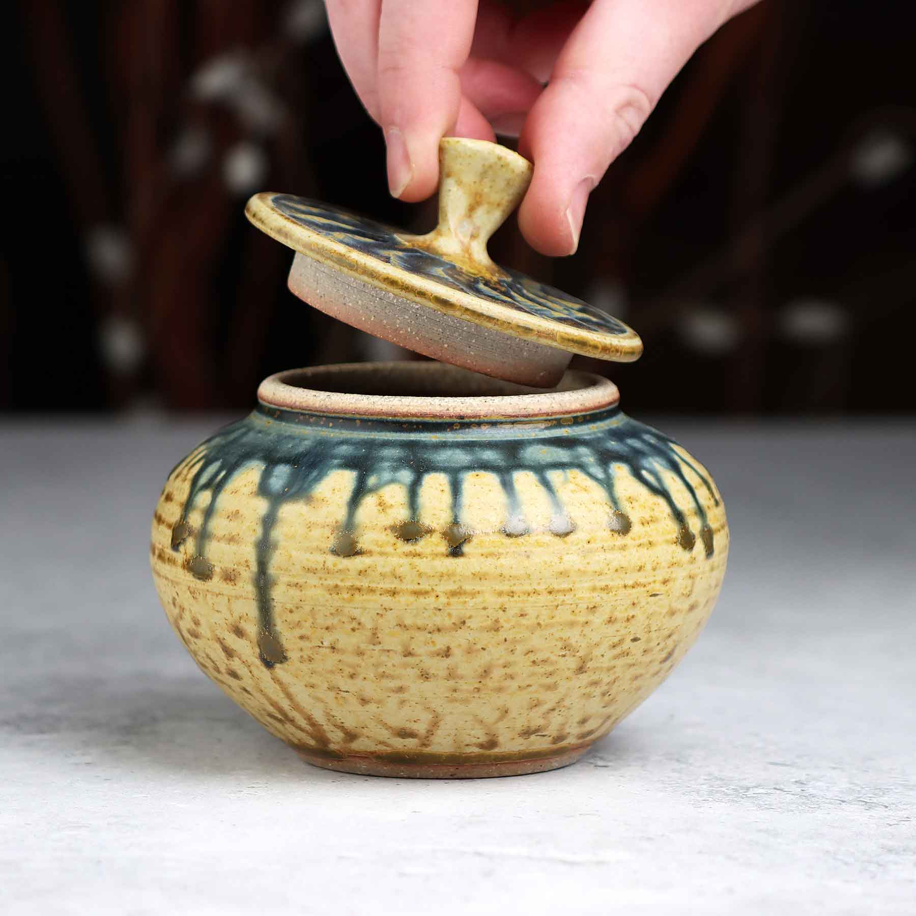 Small Jar w/Carved Top