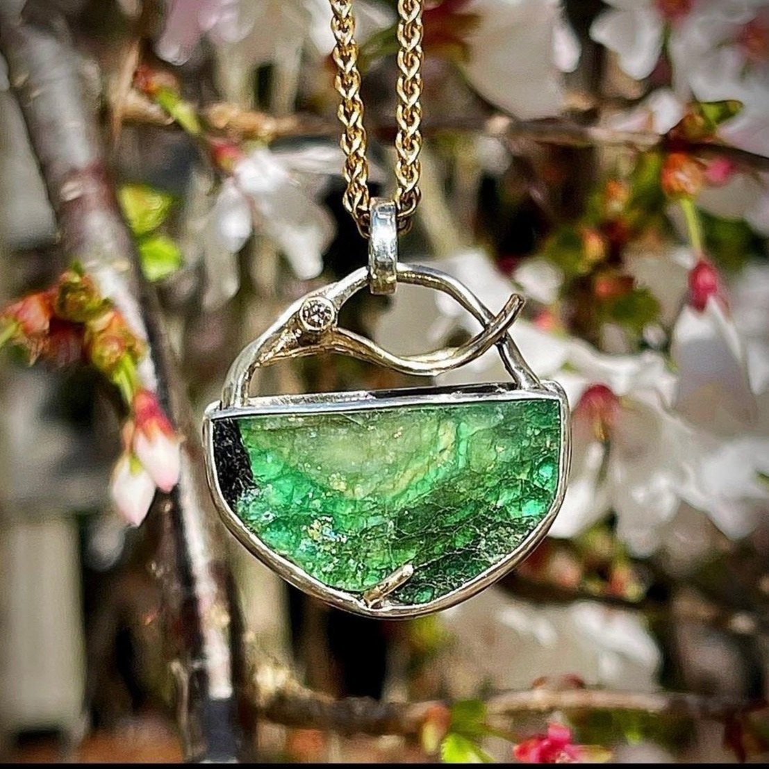 Emerald Slice Pendant