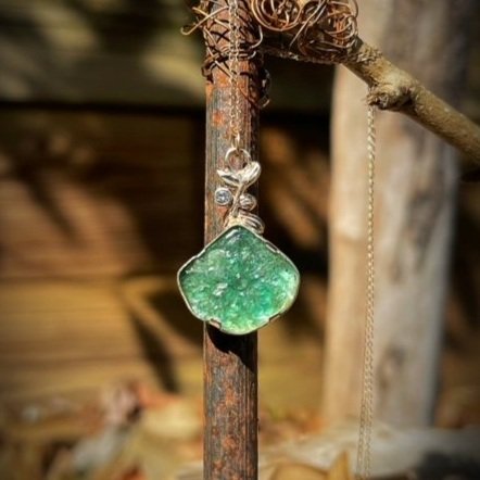 Emerald Vine Pendant w/ Diamond Accent