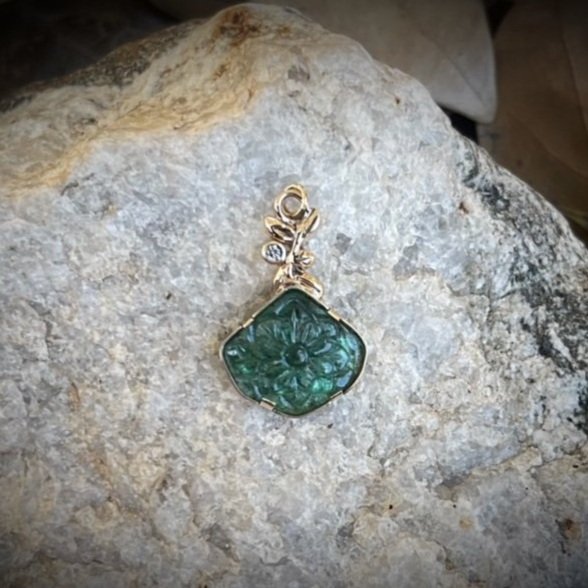 Emerald Vine Pendant w/ Diamond Accent