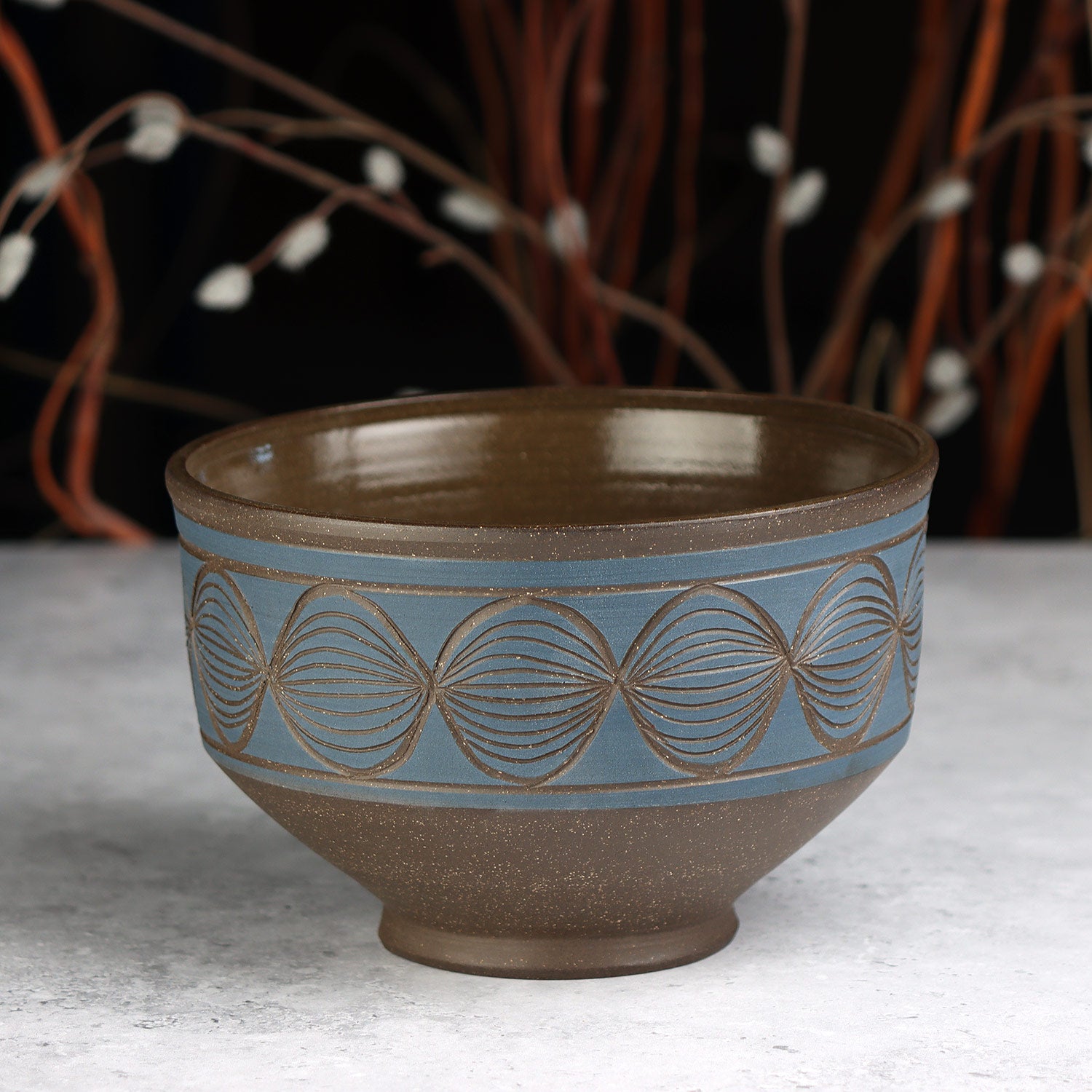 Carved Blue Bowl