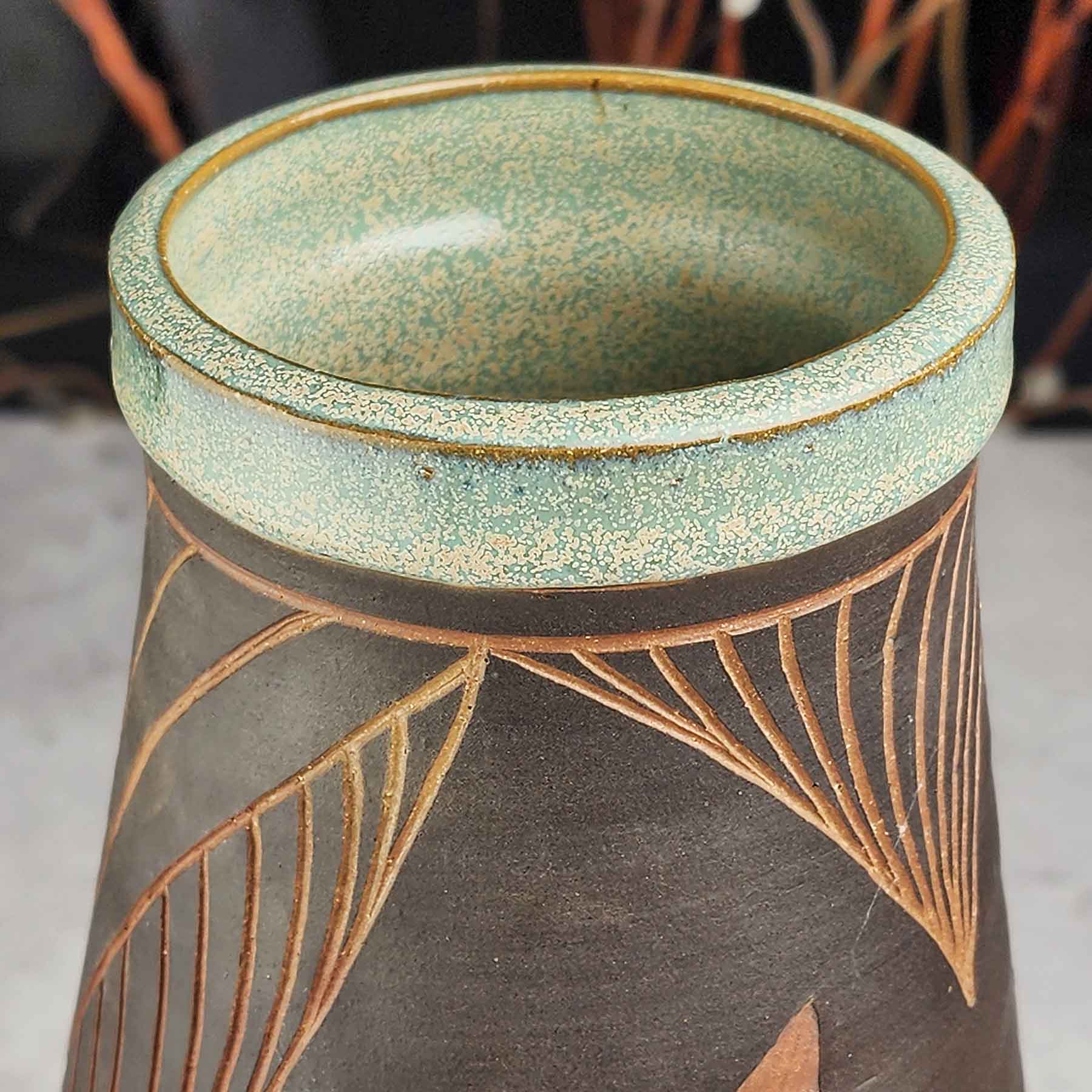 Iron Wash Botanical Relief Vase