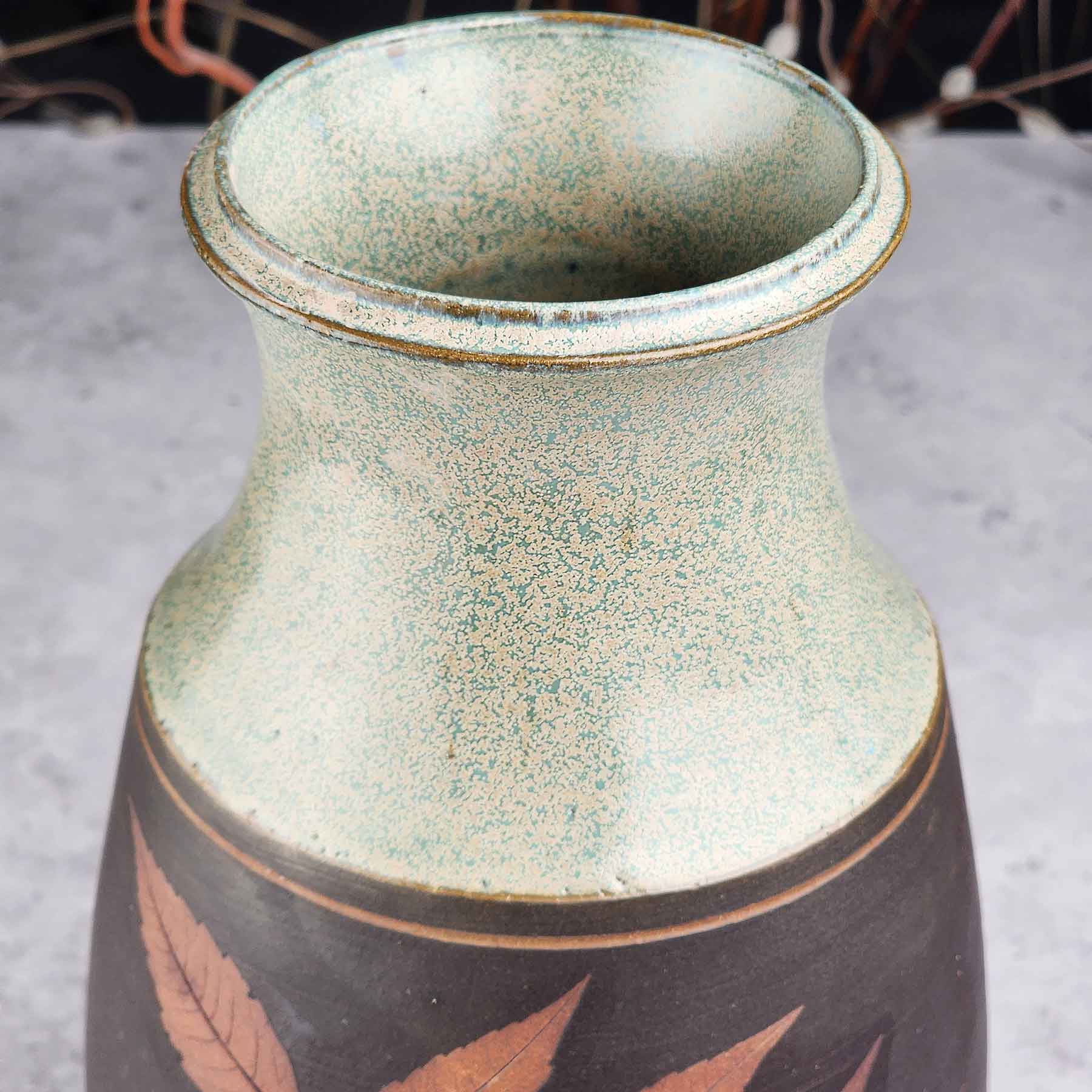 Iron Wash Botanical Relief Vase