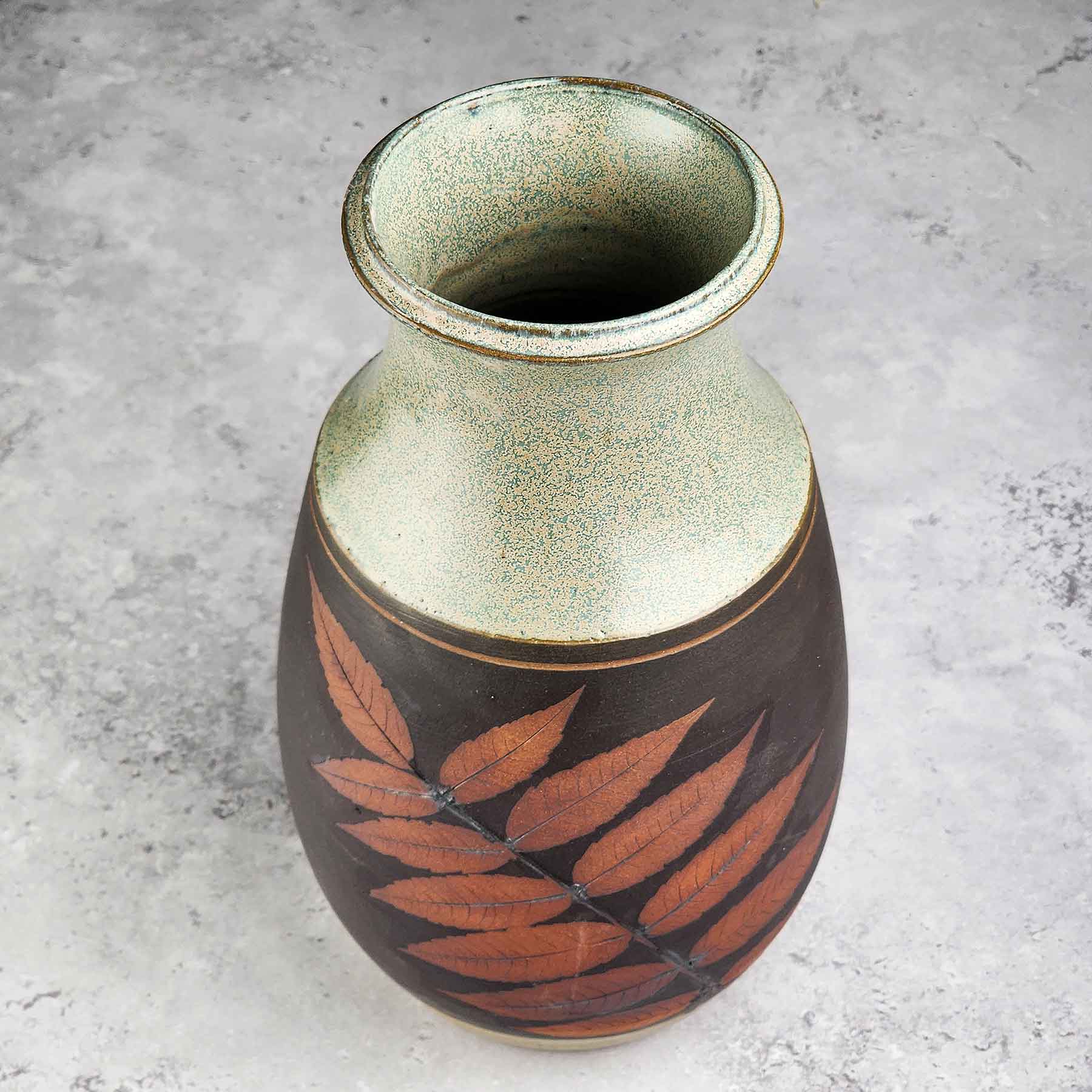 Iron Wash Botanical Relief Vase