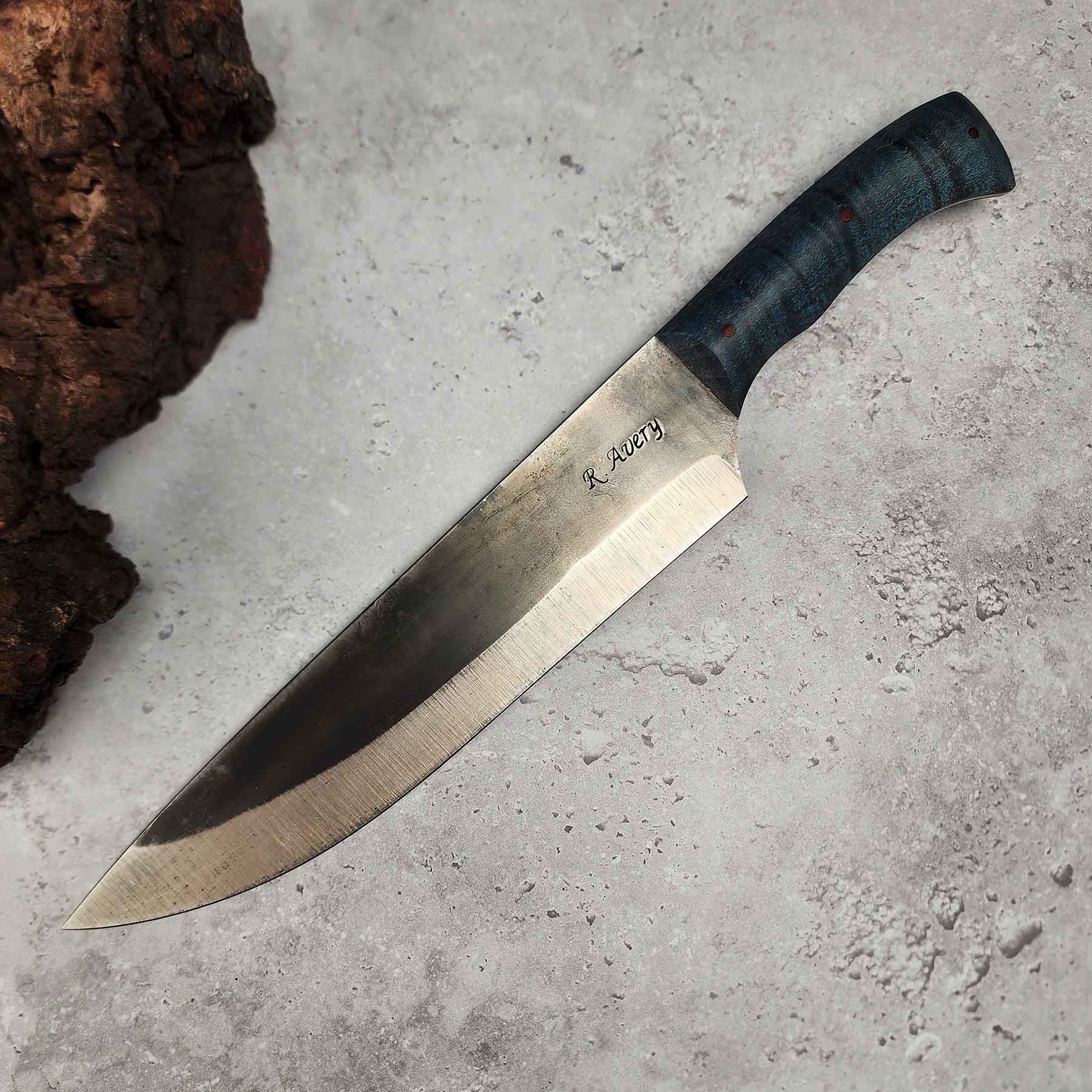 8" Blue Curly Maple Chef Knife