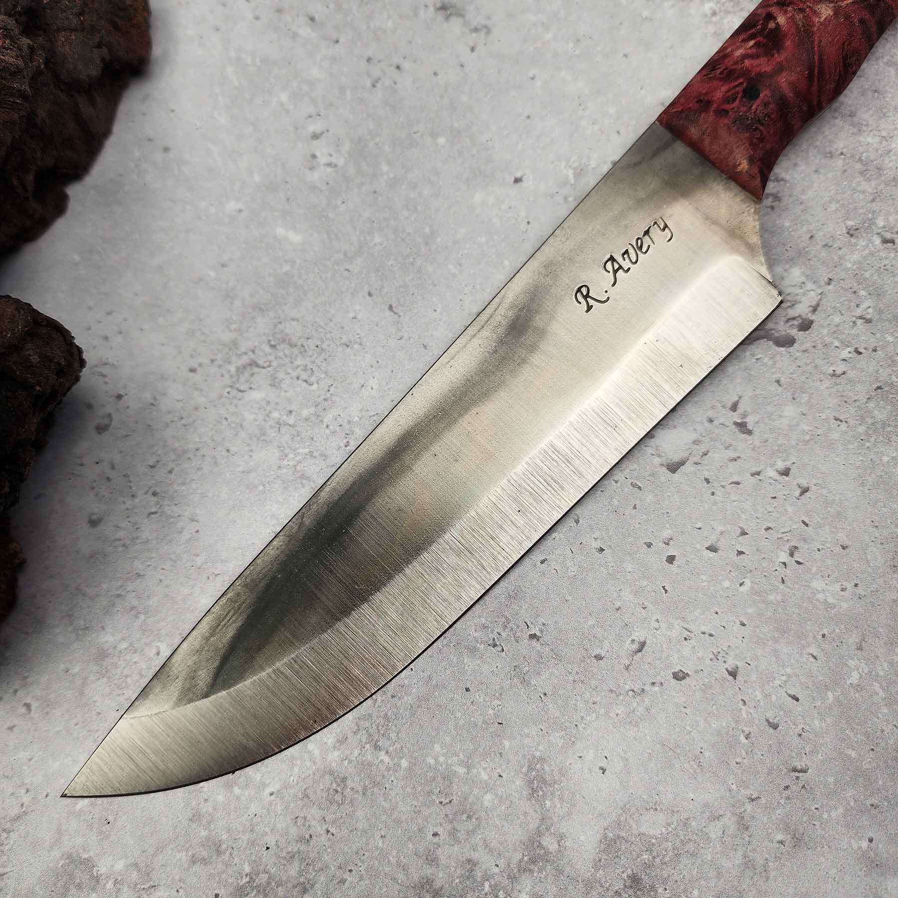 6.5" Chef's Knife, Dyed Red Maple Burl