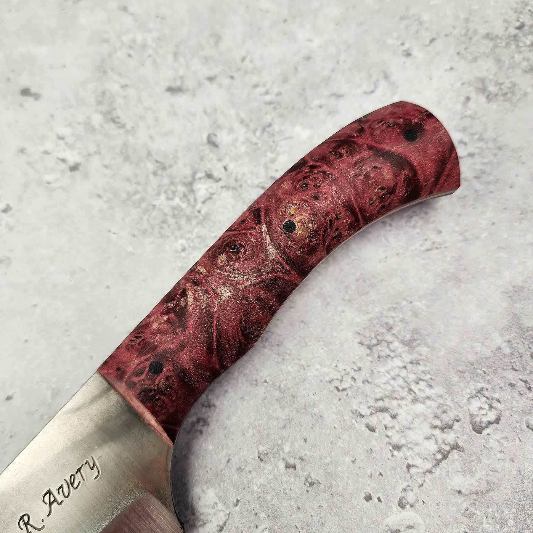 6.5" Chef's Knife, Dyed Red Maple Burl