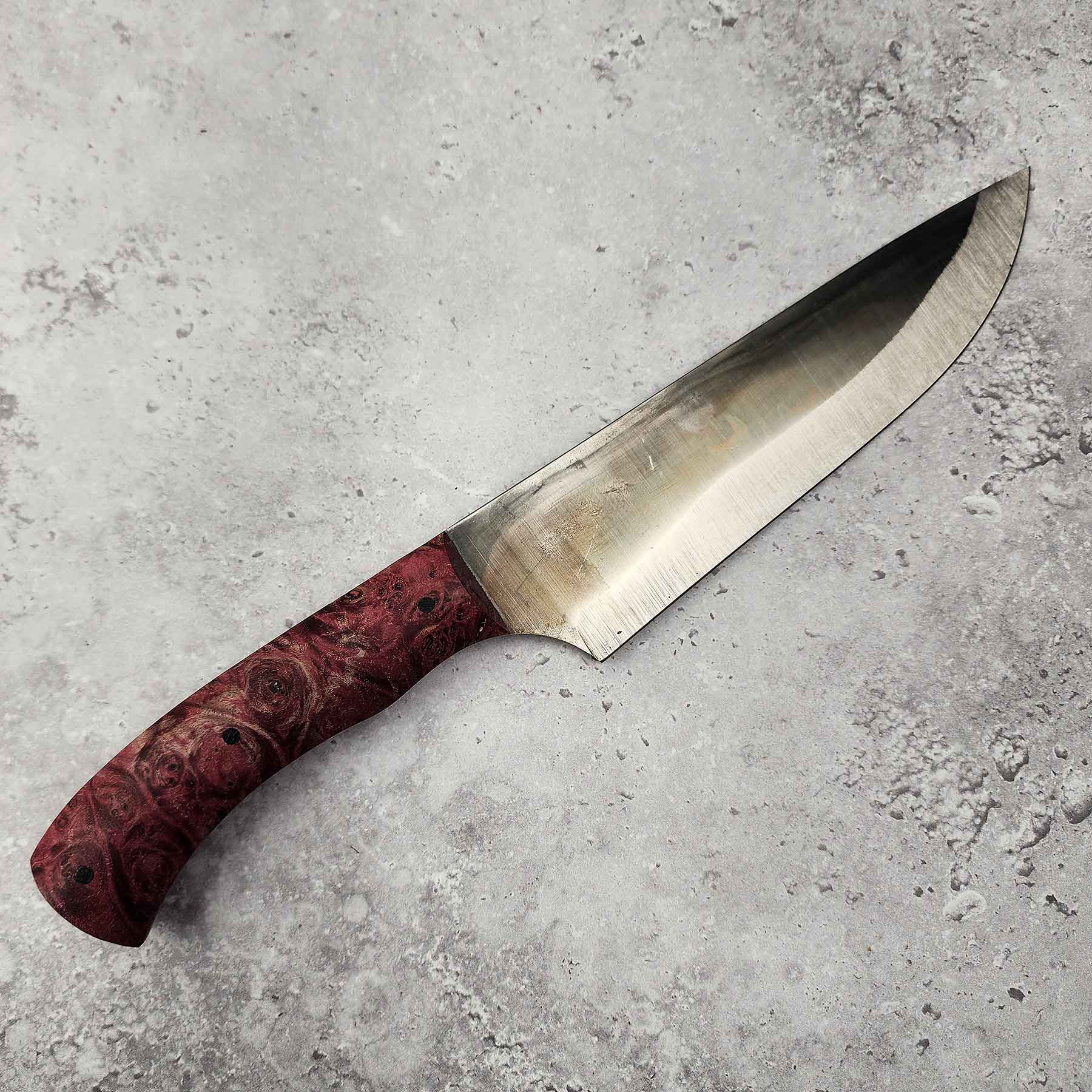 6.5" Chef's Knife, Dyed Red Maple Burl