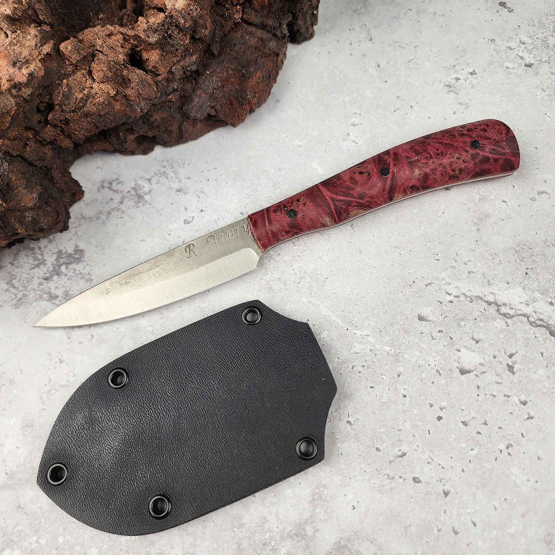 Pairing Knife, Dyed Red Maple Burl