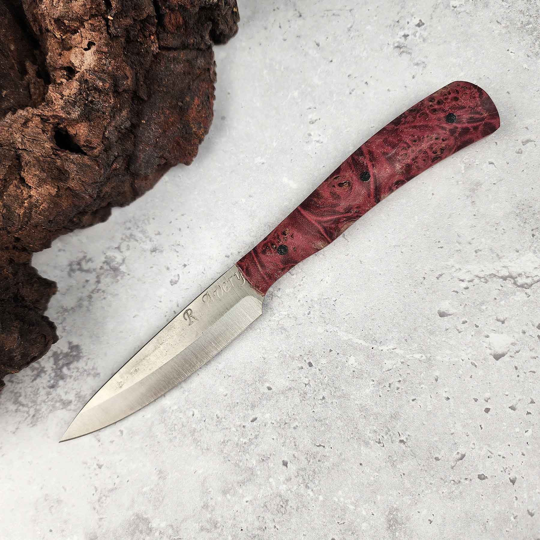 Pairing Knife, Dyed Red Maple Burl