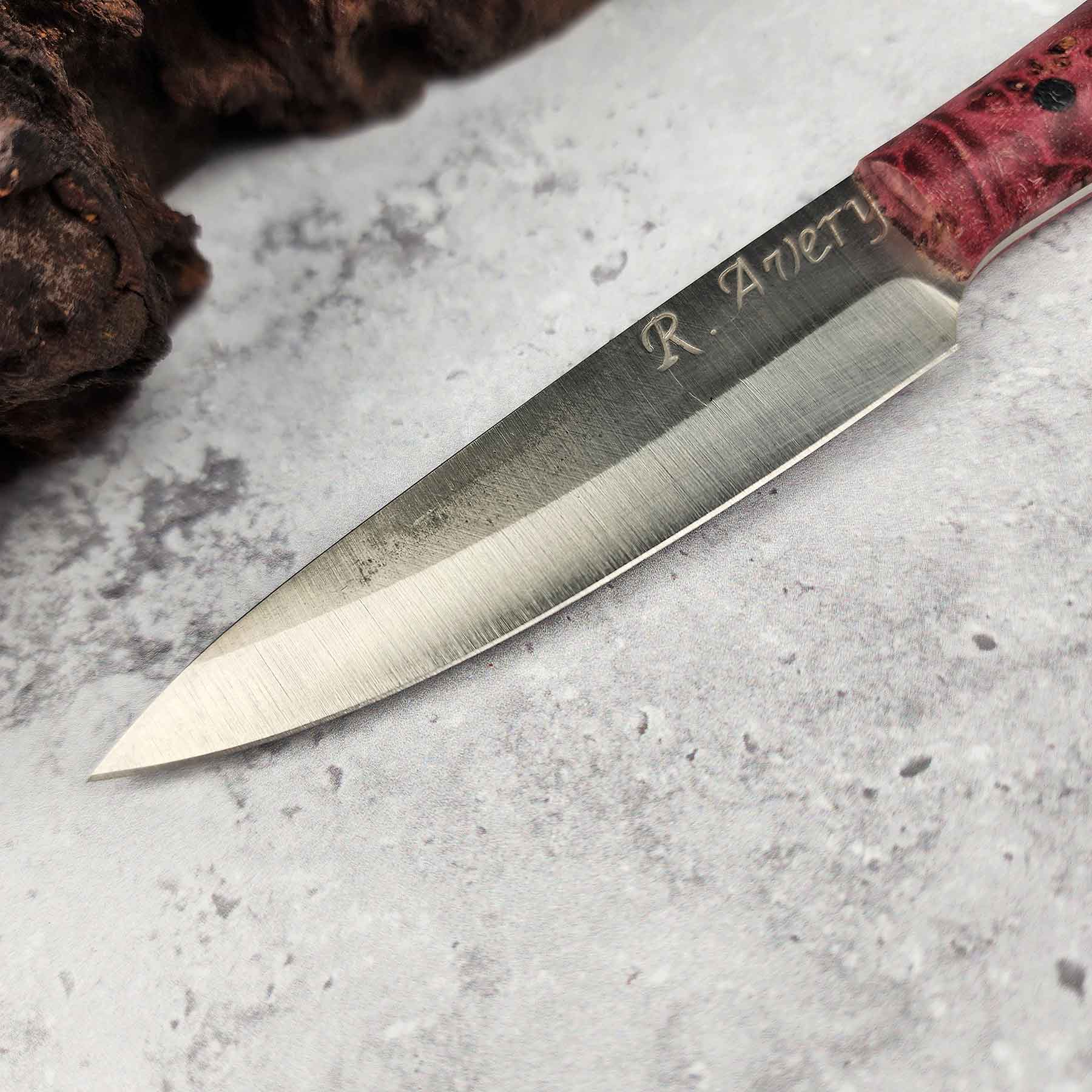 Pairing Knife, Dyed Red Maple Burl