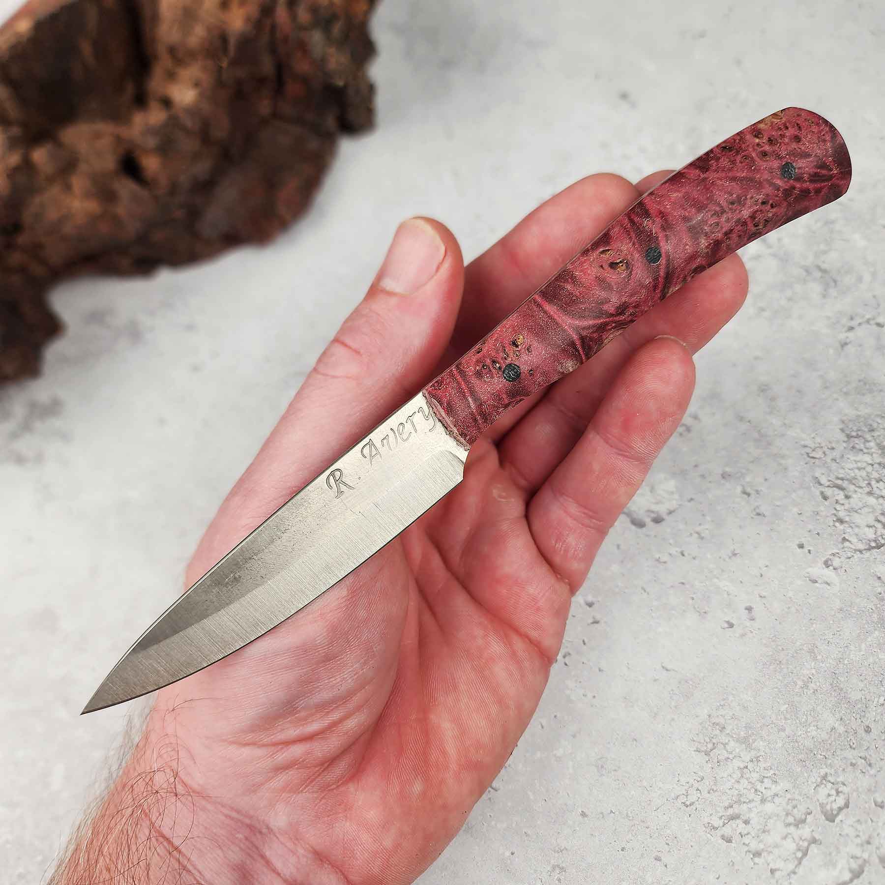 Pairing Knife, Dyed Red Maple Burl