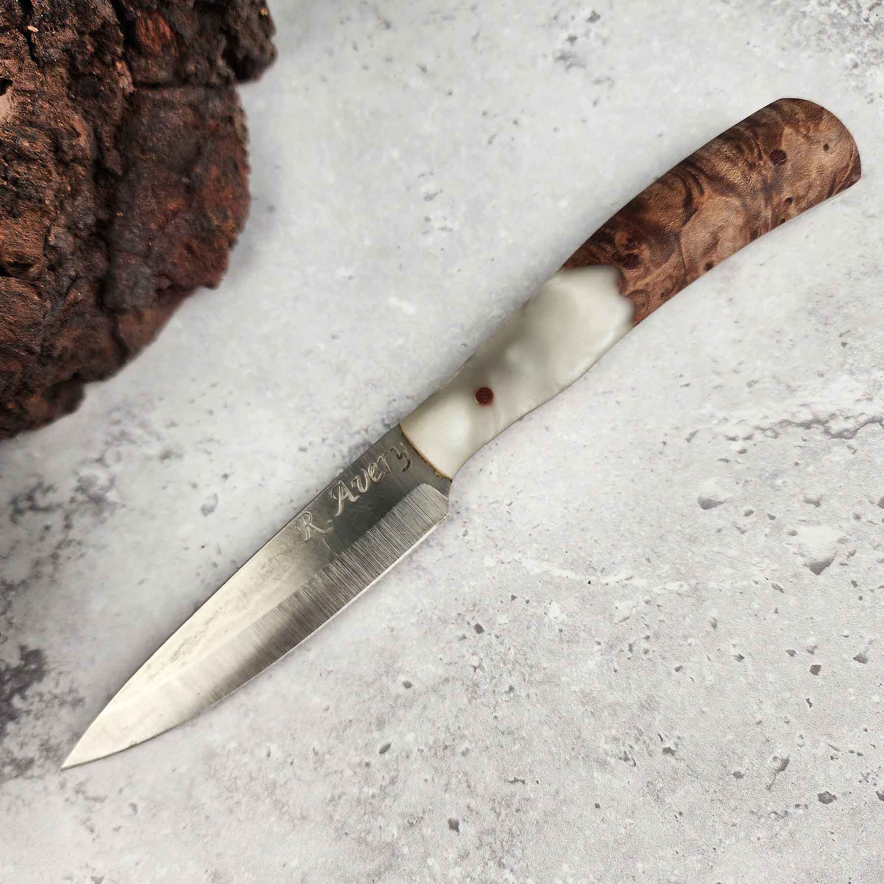 Paring Knife, Pearl Resin & Maple Burl