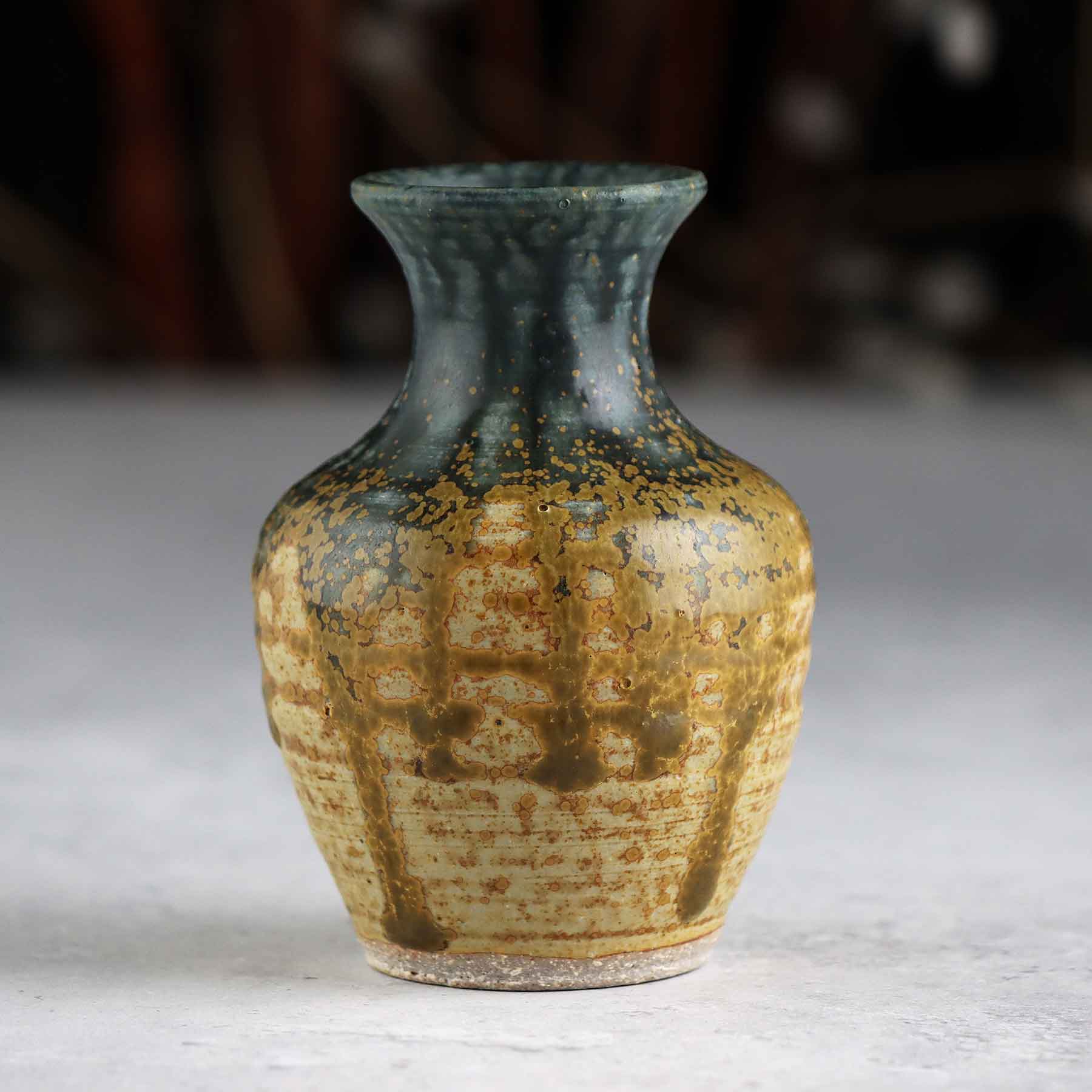 Amphora Bud Vase Yellow Blue Ash