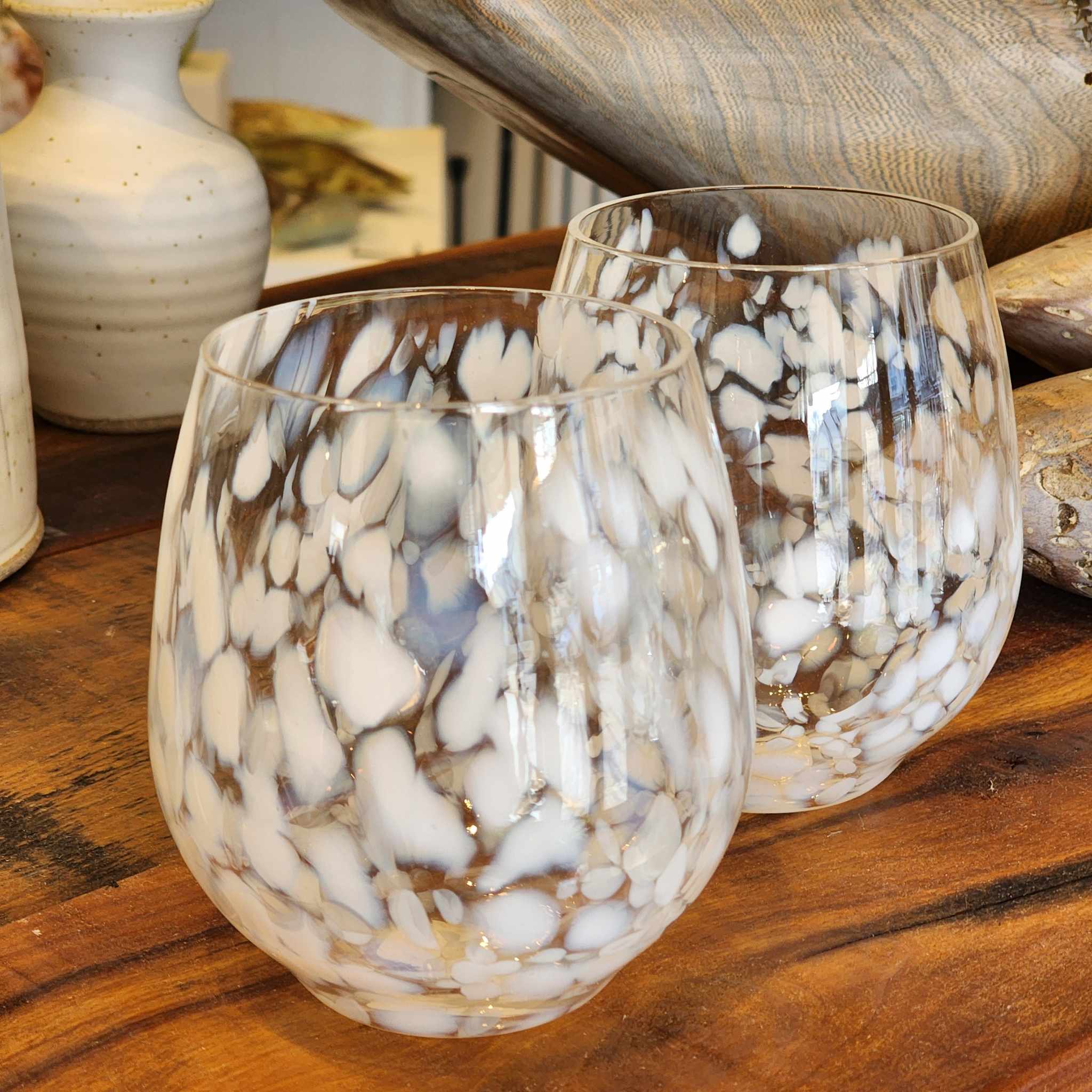 Blown Glass Stemless Wine Glass