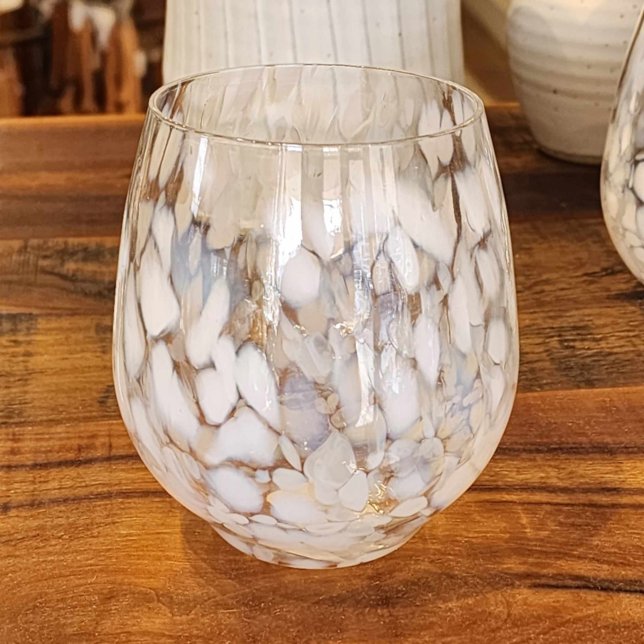 Blown Glass Stemless Wine Glass